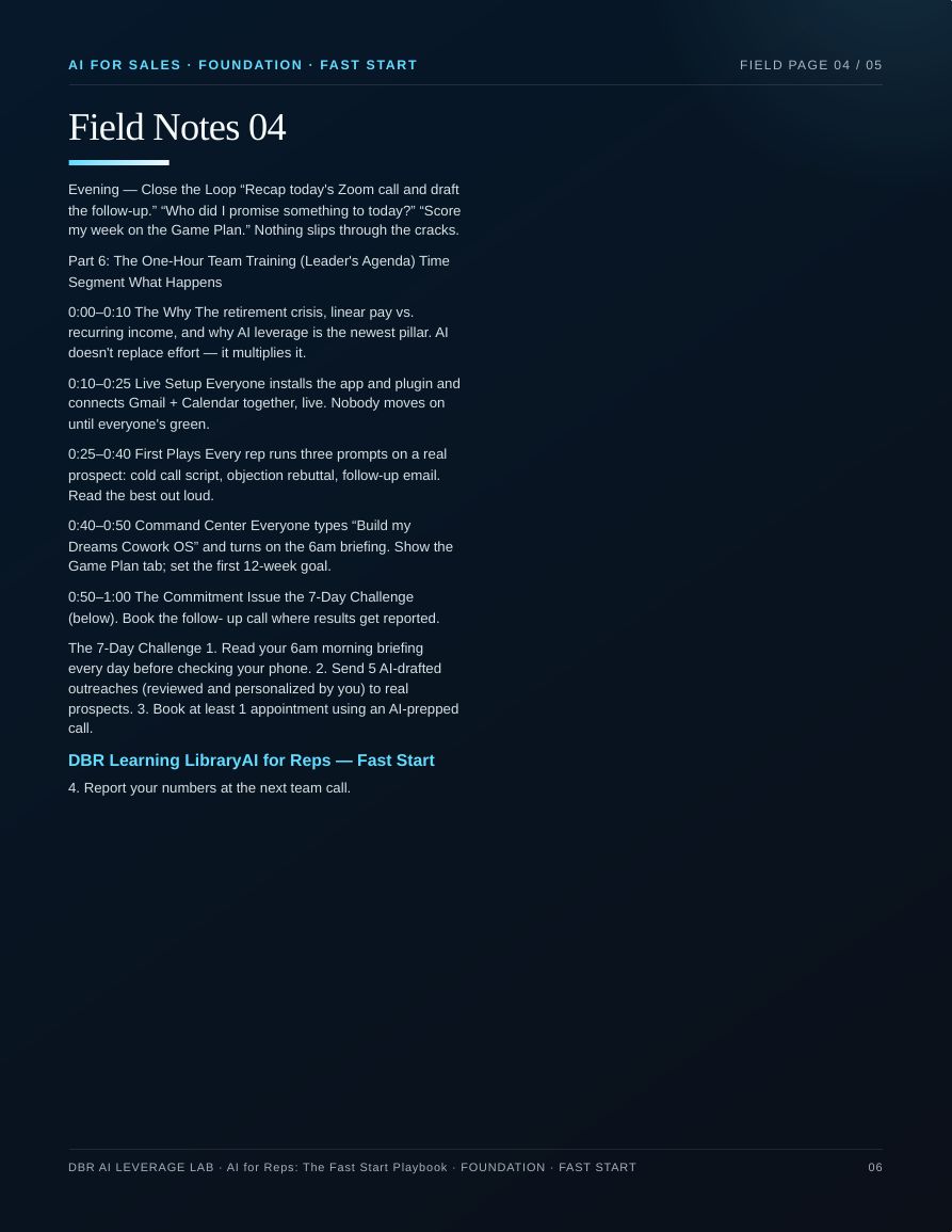 AI for Reps: The Fast Start Playbook · page 6