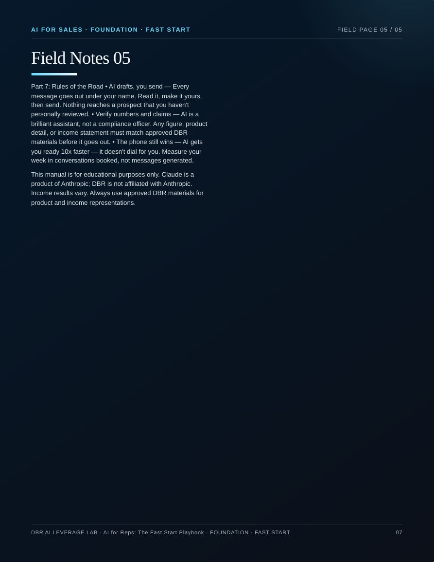 AI for Reps: The Fast Start Playbook · page 7