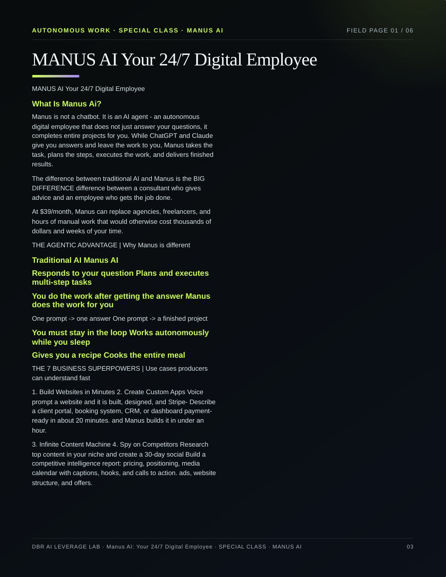 Manus AI: Your 24/7 Digital Employee · page 3